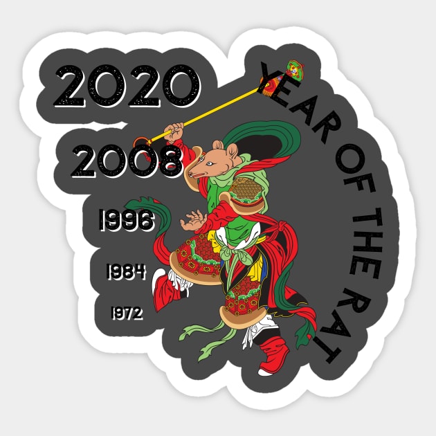 Chinese Zodiac - Year of the Rat Sticker by Underthespell